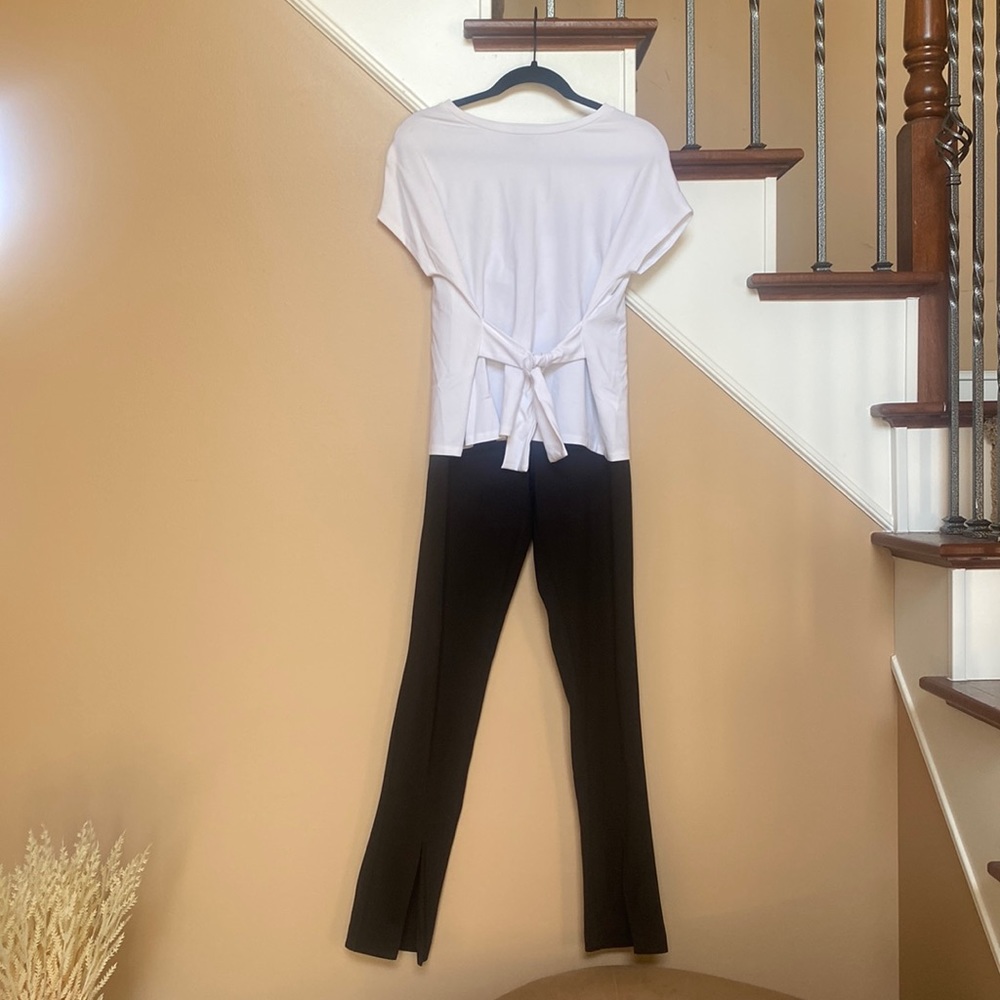 EXPRESS x LADYGANG | black, high-waisted pant with front slit. new with tags.